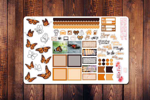 Monarch Butterfly Photo Hobonichi Weeks Sticker Kit W508