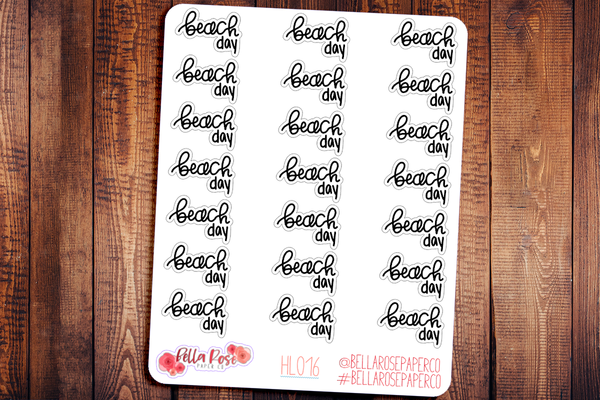 Beach Day Hand Lettering Planner Stickers HL016