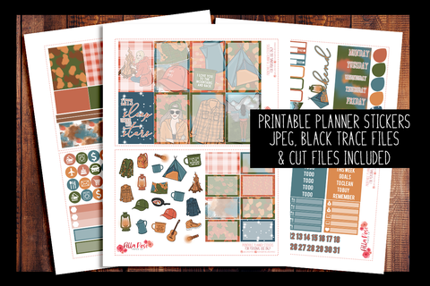 Camping Happy Planner Kit | PRINTABLE PLANNER STICKERS