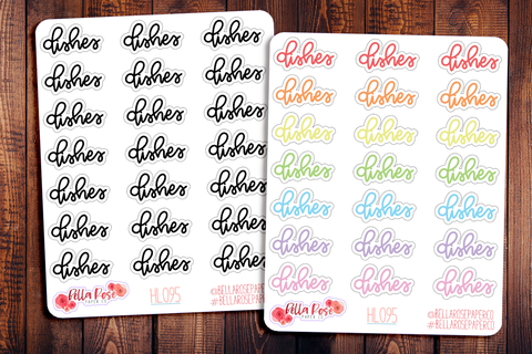 Dishes Hand Lettering Planner Stickers HL095