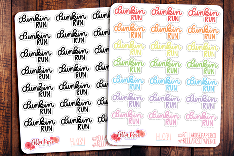 Dunkin Run Hand Lettering Planner Stickers HL034