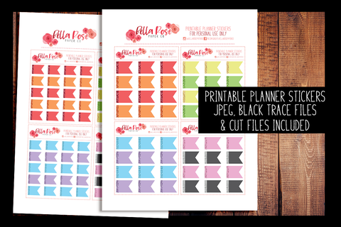 Glitter Flags | PRINTABLE PLANNER STICKERS