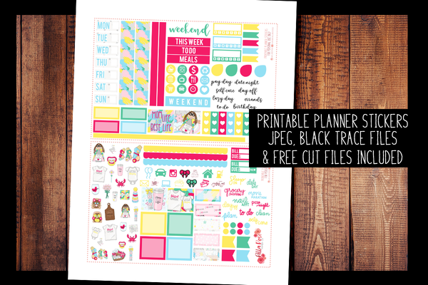 Mom Life Hobonichi Weeks Kit  PRINTABLE PLANNER STICKERS – Bella Rose Paper  Co