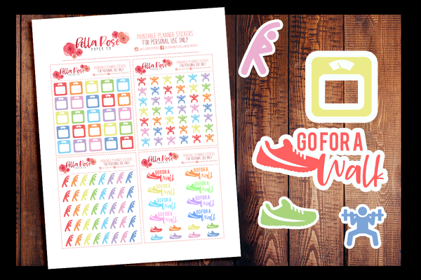 Workout/Fitness Planner Stickers | PRINTABLE PLANNER STICKERS