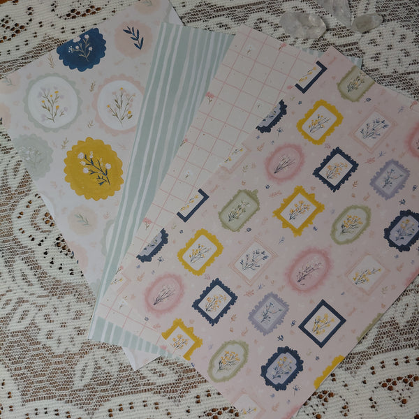 Floral Frames Patterned Sticker Paper Set