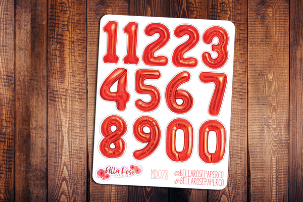 Balloon Number Deco Stickers MD028