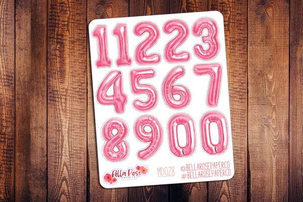 Balloon Number Deco Stickers MD028