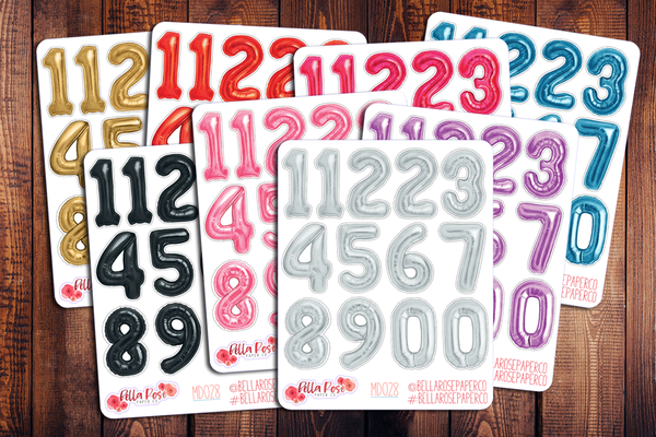 Balloon Number Deco Stickers MD028