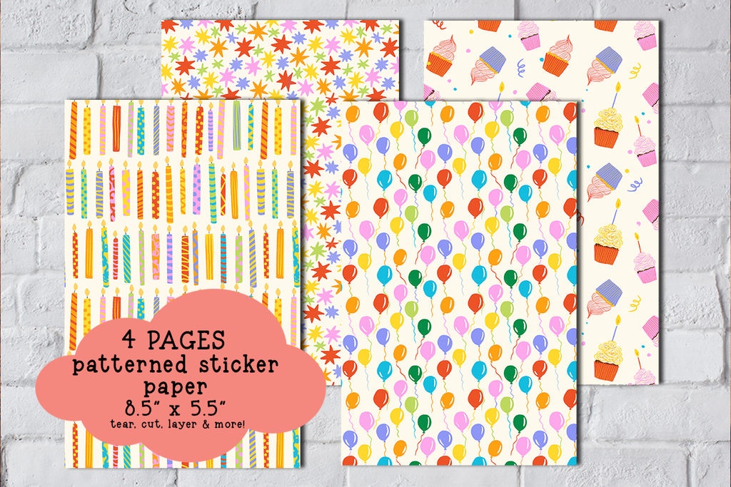 Birthday Party Patterned Sticker Paper Set