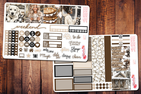 Cozy Cabin Mini Happy Planner Sticker Kit W601