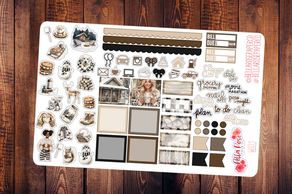 Cozy Cabin Hobonichi Weeks Sticker Kit W601