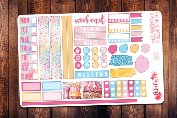 Cotton Candy Carnival Hobonichi Weeks Sticker Kit SM601