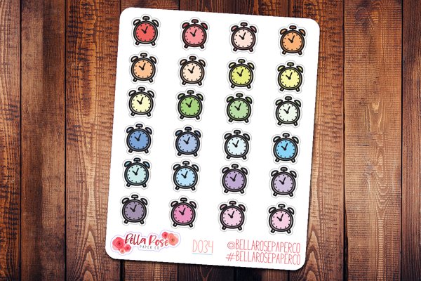 Alarm Clock Doodle Icon Planner Stickers D034