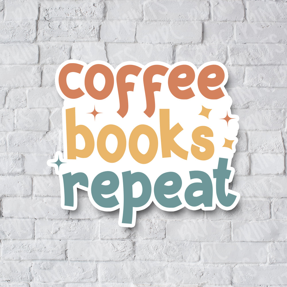 Coffee, Books, Repeat Matte Deco Sticker