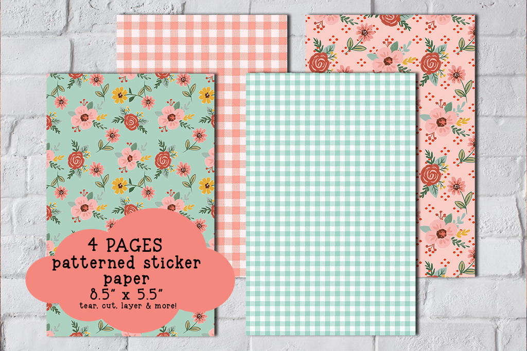 Country Florals Patterned Sticker Paper Set