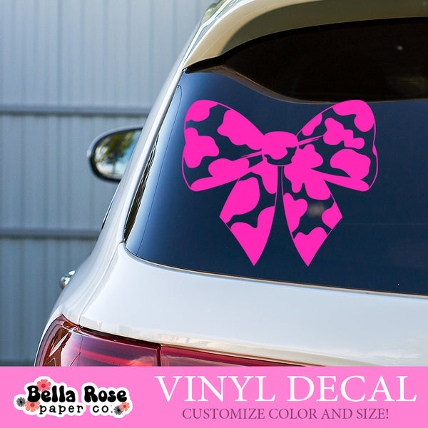 Cow Print Bow Vinyl Decal