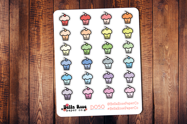 Cupcake Doodle Icon Planner Stickers D050