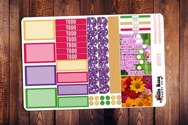 Cut Flowers Photo Mini Happy Planner Sticker Kit W604