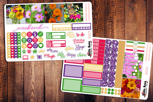 Cut Flowers Photo Mini Happy Planner Sticker Kit W604