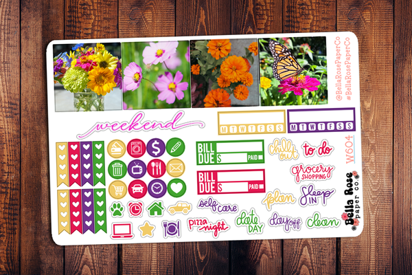 Cut Flowers Photo Mini Happy Planner Sticker Kit W604