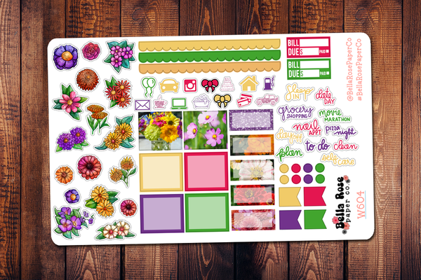 Cut Flowers Photo Hobonichi Weeks Sticker Kit W604