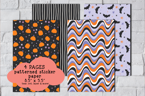 Cute Halloween Patterned Sticker Paper Set