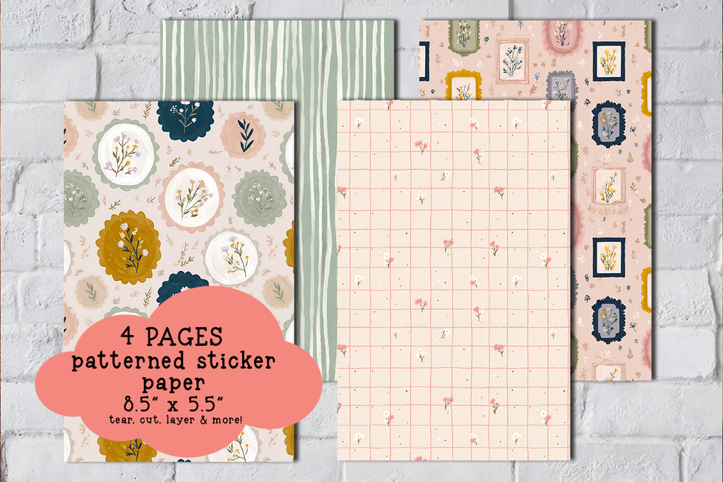 Floral Frames Patterned Sticker Paper Set