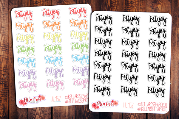 Friyay Hand Lettering Planner Stickers HL152