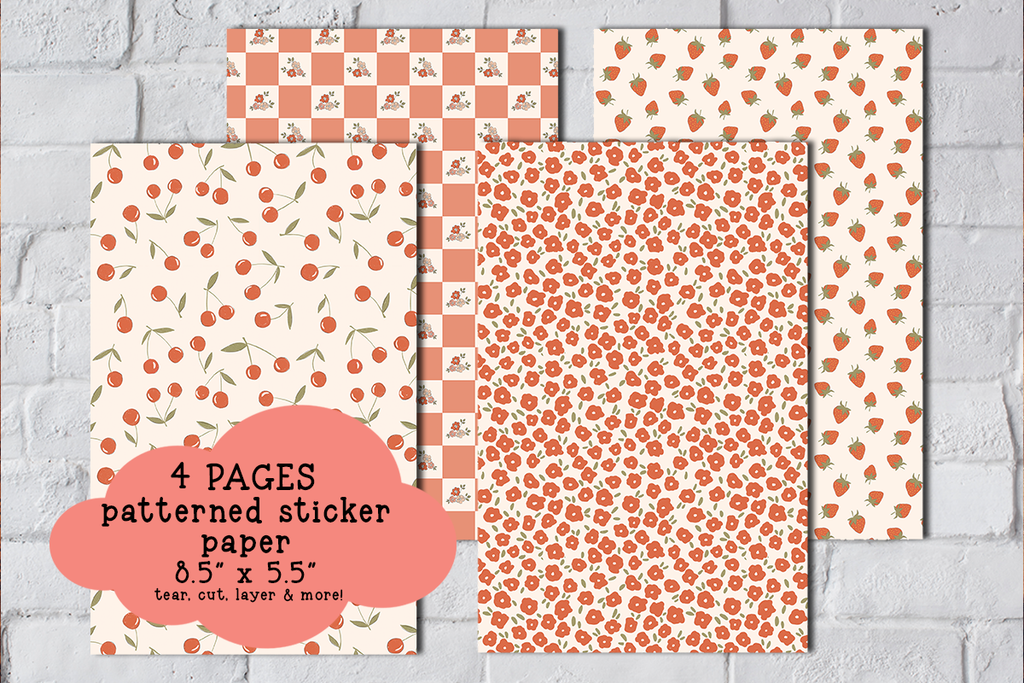 Garden Cherries Patterned Sticker Paper Set