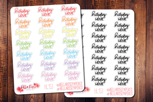 Happy Hour Hand Lettering Planner Stickers HL153