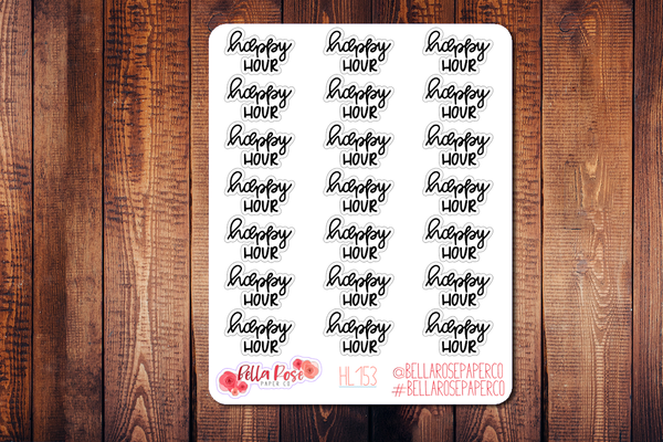Happy Hour Hand Lettering Planner Stickers HL153