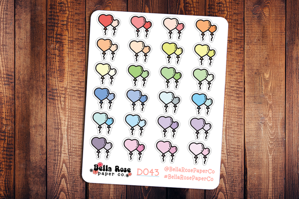 Heart Balloons Doodle Icon Planner Stickers D043