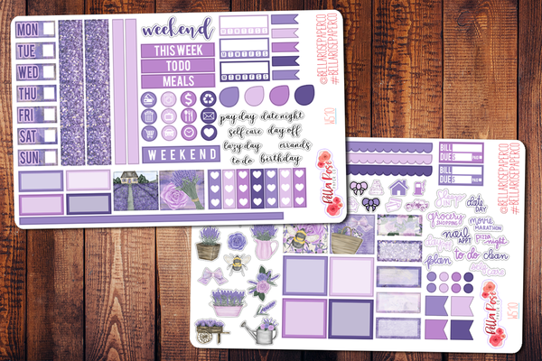 Lavender Fields Hobonichi Weeks Sticker Kit W510