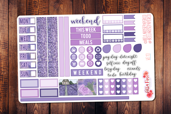 Lavender Fields Hobonichi Weeks Sticker Kit W510