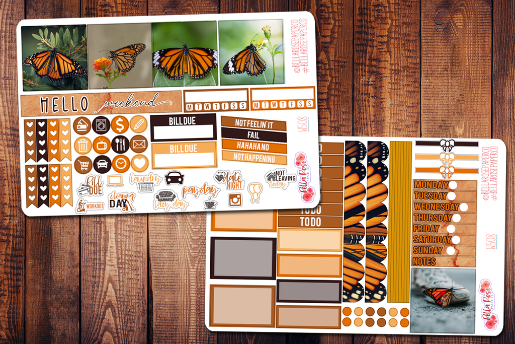 Monarch Butterfly Photo Mini Happy Planner Sticker Kit W508