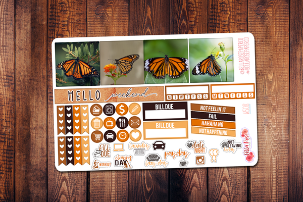 Monarch Butterfly Photo Mini Happy Planner Sticker Kit W508