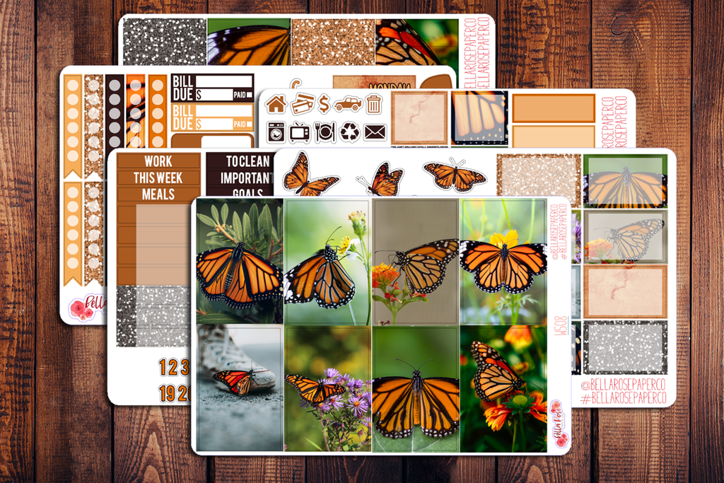 Monarch Butterfly Photo Planner Sticker Kit W508 – Bella Rose Paper Co