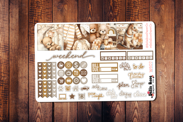 Neutral Newborn Mini Happy Planner Sticker Kit W607