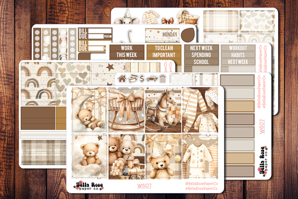 Neutral Newborn Planner Sticker Kit W607