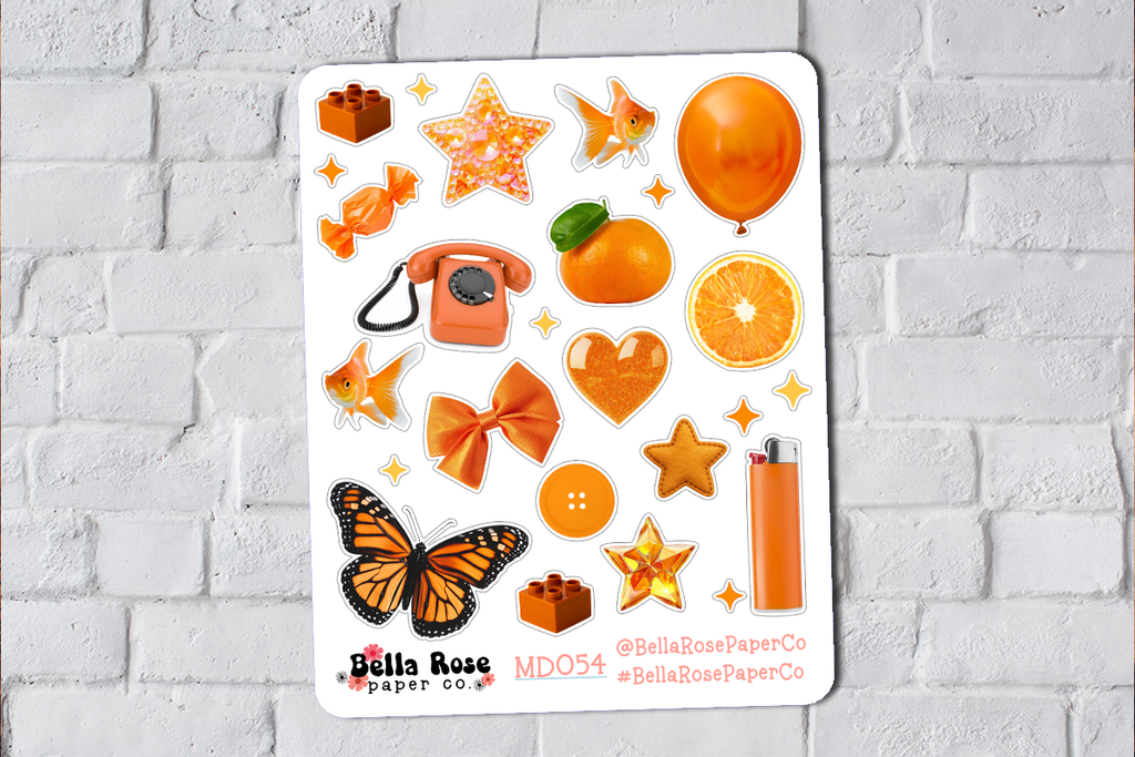 Orange Aesthetic Ephemera Deco Stickers MD054