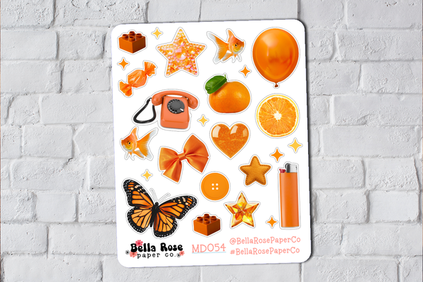 Orange Aesthetic Ephemera Deco Stickers MD054