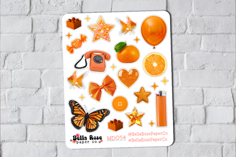 Orange Aesthetic Ephemera Deco Stickers MD054