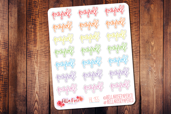 Payroll Hand Lettering Planner Stickers HL155