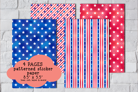 Stars & Stripes Patterned Sticker Paper Set