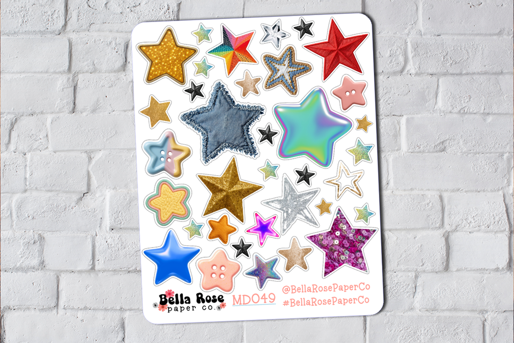 Mixed Media Stars Deco Stickers MD049