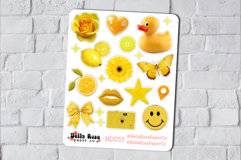 Yellow Aesthetic Ephemera Deco Stickers MD053