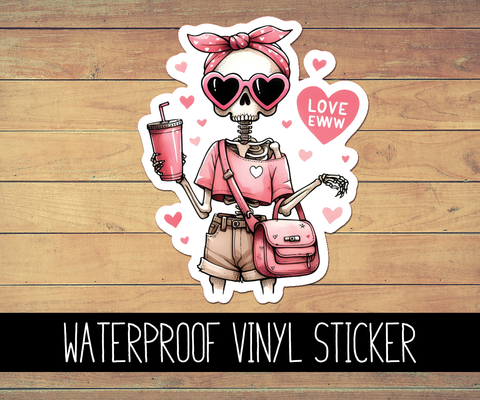 Eww Love Skeleton Vinyl Waterproof Sticker