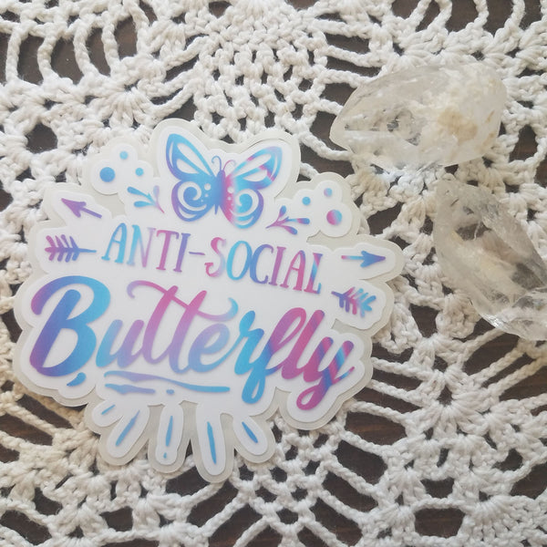 Antisocial Butterfly Vinyl Waterproof Sticker