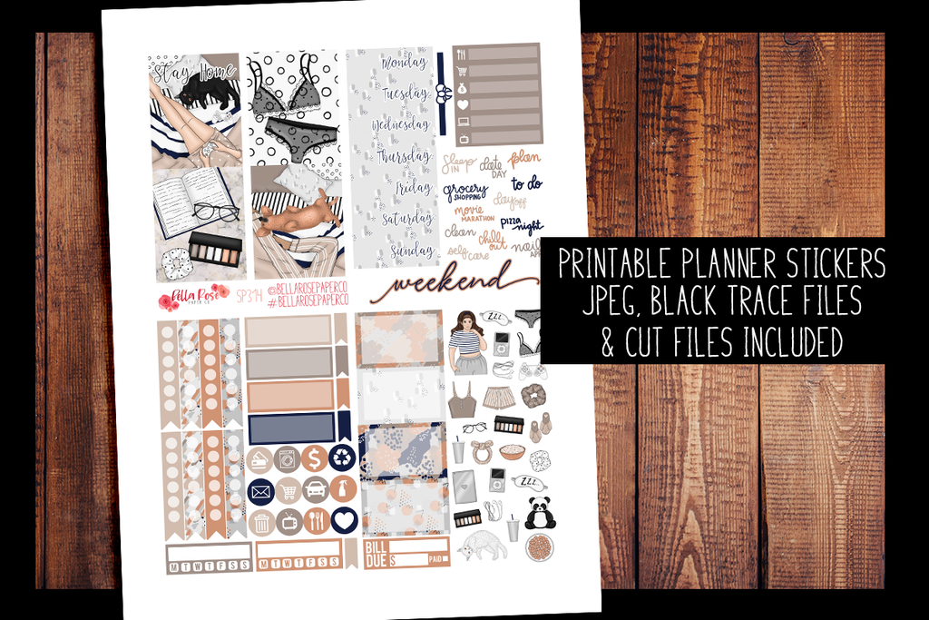 Let’s Stay Home Mini Planner Kit | PRINTABLE PLANNER STICKERS