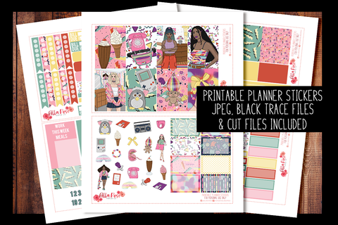 90's Baby Happy Planner Kit | PRINTABLE PLANNER STICKERS